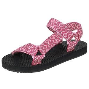 Forever Link Shoes - Pink & White Geometric Double-Strap Slingback Sandal